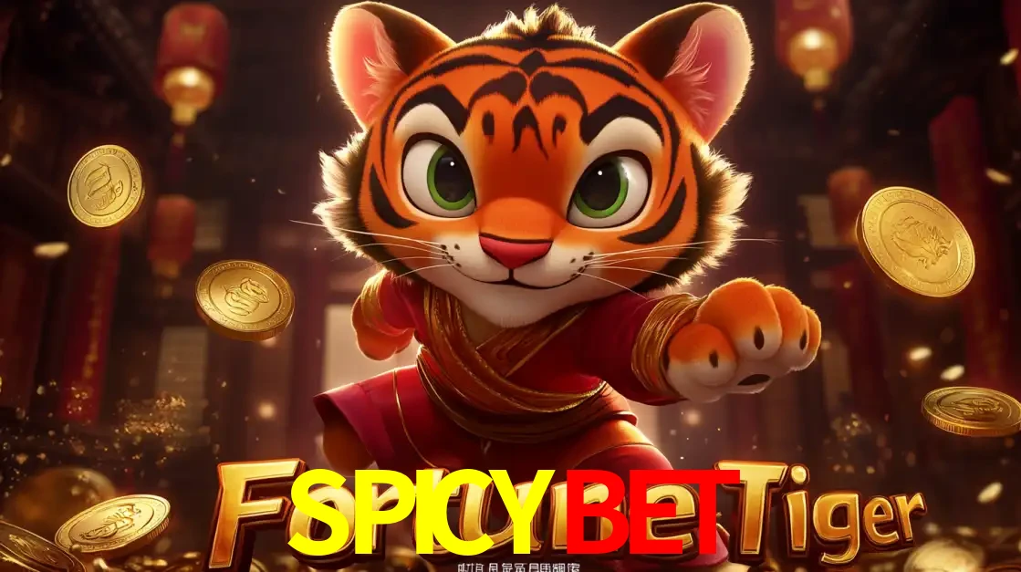 O carismático mascote do jogo de slot Fortune Tiger, um tigre fofo em pose de artes marciais, pronto para trazer sorte e multiplicadores de ganhos no cassino online SPICYBET.