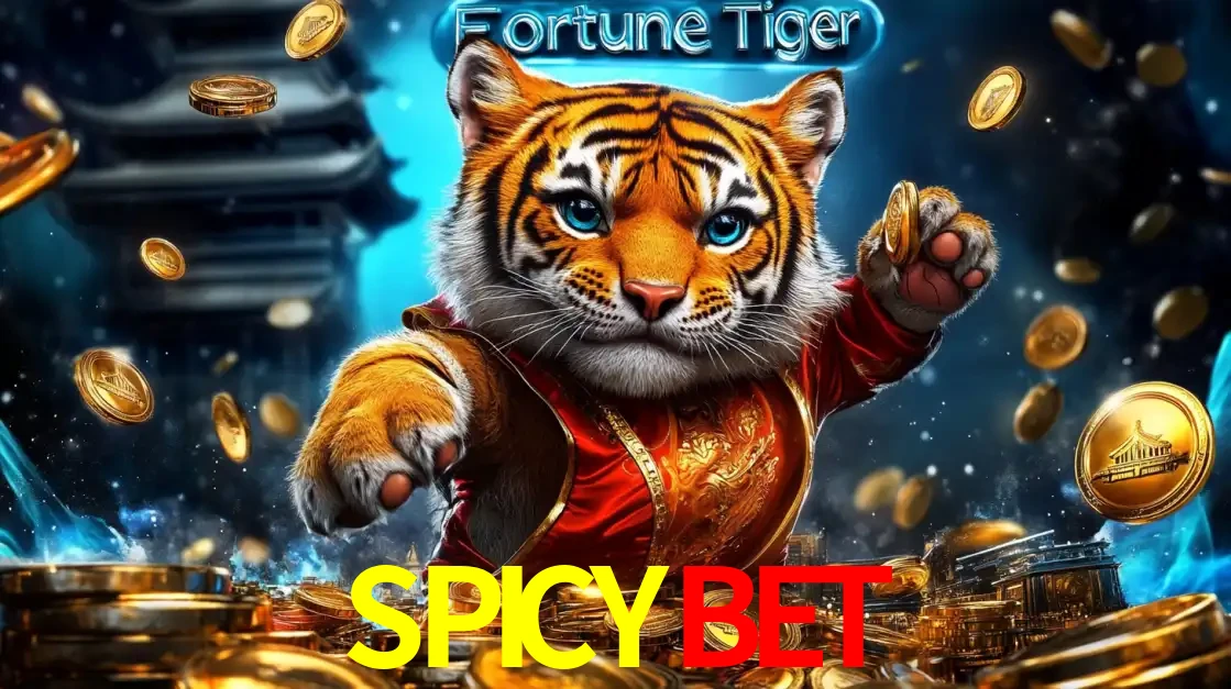 Imagem promocional do jogo de slot Fortune Tiger, com um tigre majestoso em traje tradicional cercado por uma fortuna em moedas de ouro, disponível agora no cassino SPICYBET.